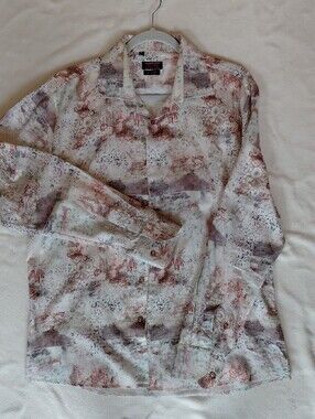 Slim Fit Floral Button-Down Shirt - Light Pink/Cream